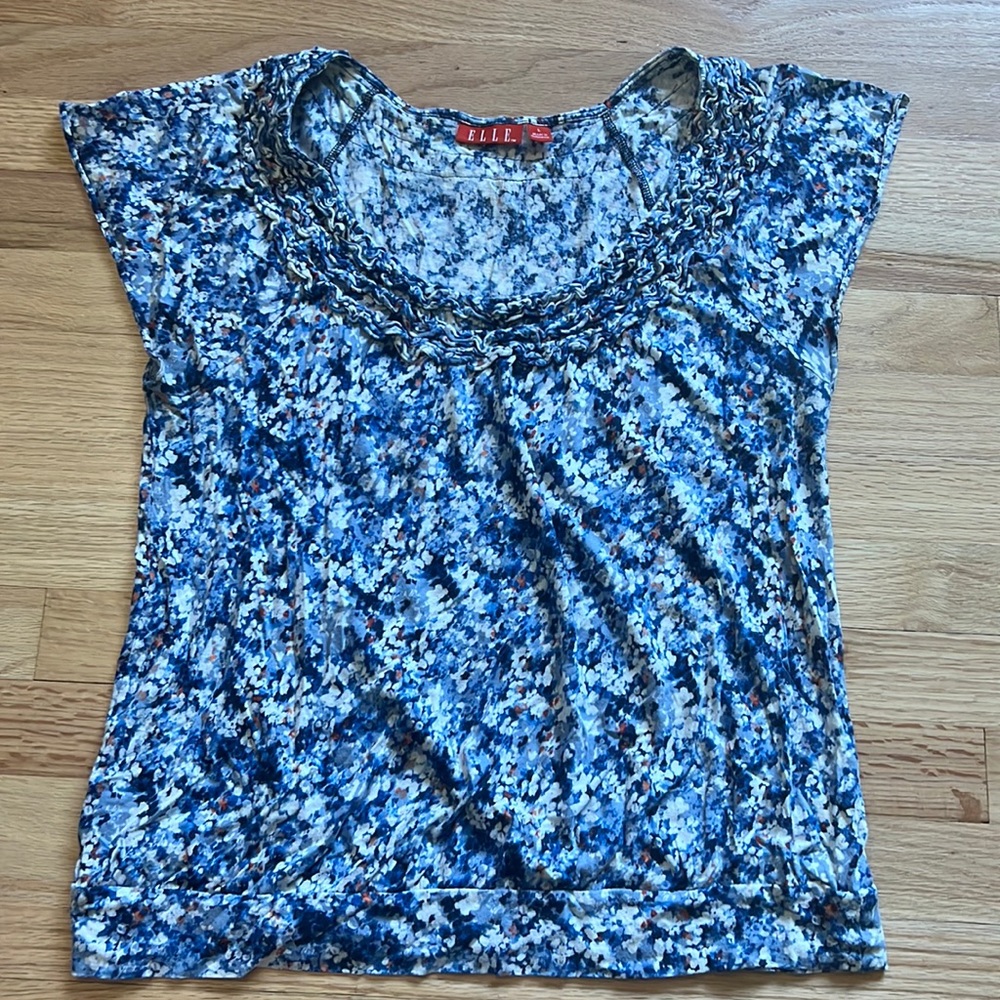Elle blue floral shirt